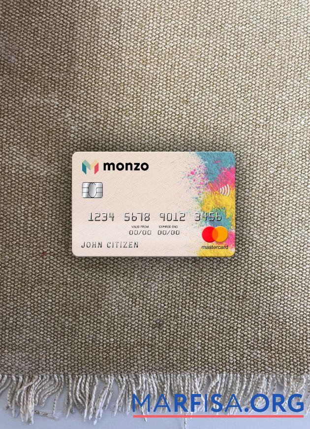 Blank United Kingdom Monzo bank mastercard photolook front sample